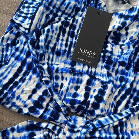Jones New York Print T-Shirt Wrap Dress S, Ultramarine Combo - Picture 2 of 2